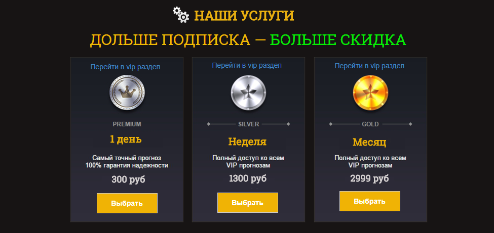 Цена подписки сайта Bossbet.ru