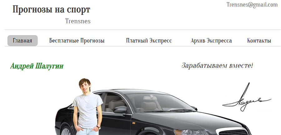 Внешний вид сайта trensnes.ru