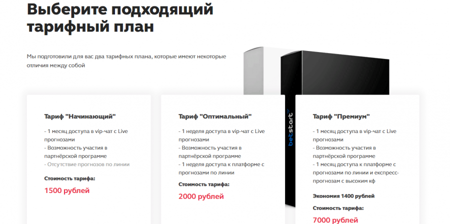 Цены сайта BetStart.ru