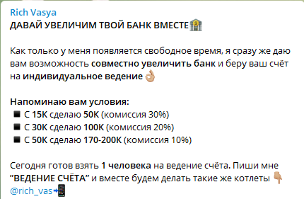 Rich Vasya раскрутка счета