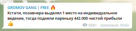 Gromov Gang раскрутка счета