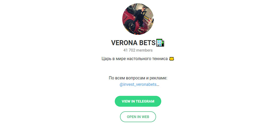 Внешний вид телеграм канала Verona Bets