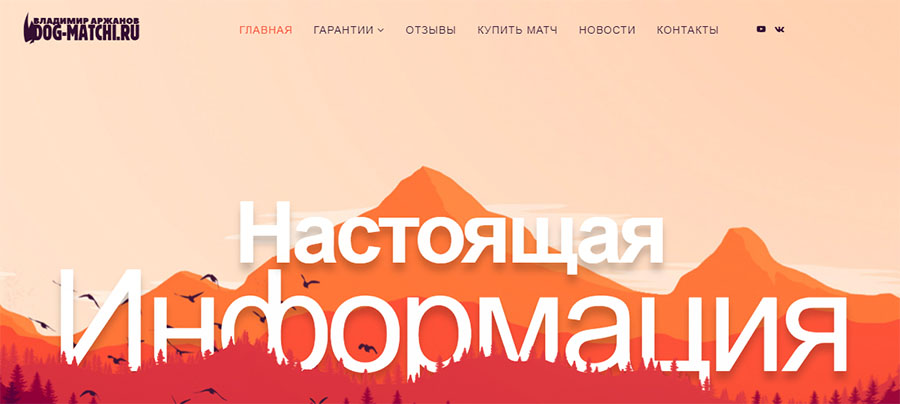 Внешний вид сайта dog-matchi.ru