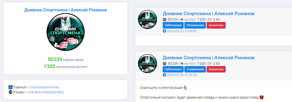 Внешний вид телеграм канала Дневник Спортсмена | Алексей Романов