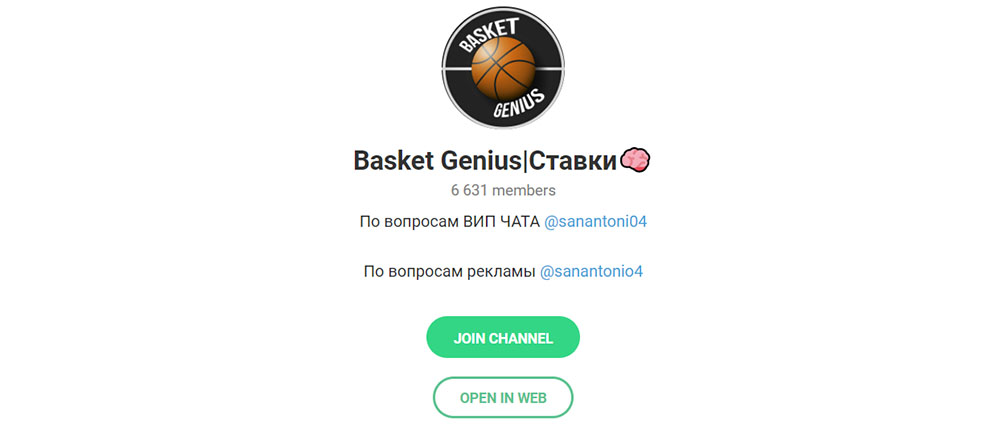 Внешний вид телерам канала Basket Genius