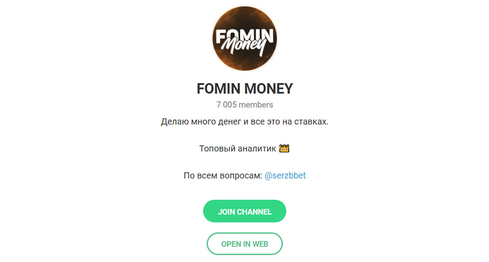 Внешний вид телеграм канала Fomin Money