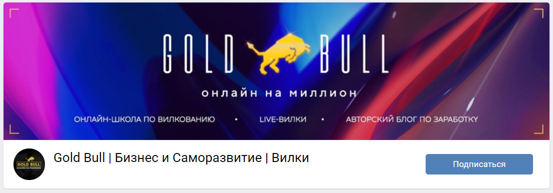 Внешний вид группы вк Gold Bull вилки