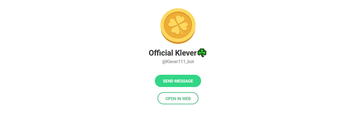 Внешний вид телеграм бота Official Klever