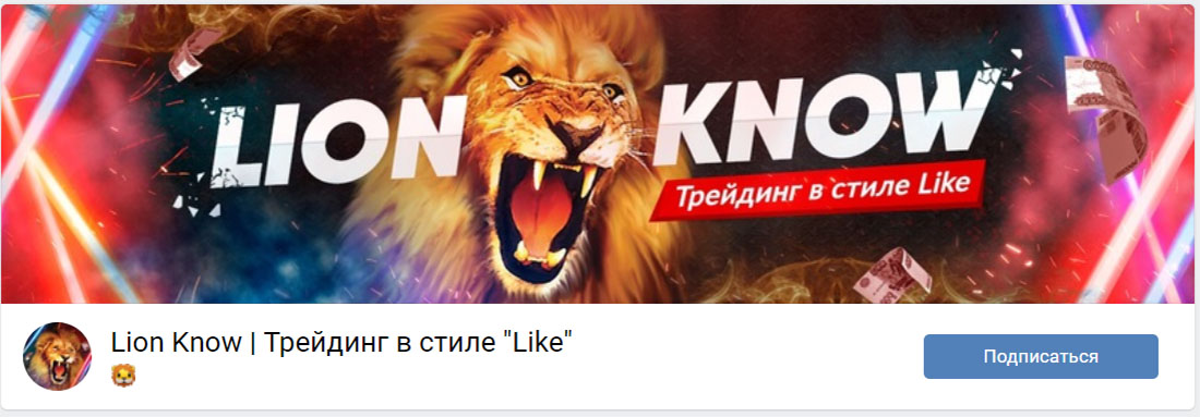 Внешний вид группы вк Lion Know