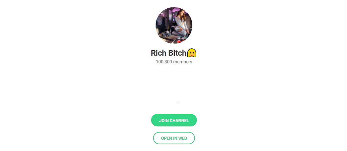 Внешний вид телеграм канала Rich Bitch