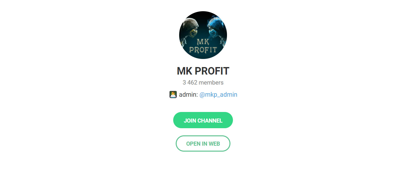 Внешний вид телеграм канала MK PROFIT