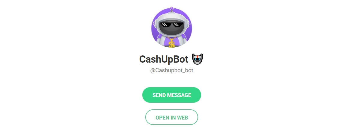 Внешний вид телеграм бота CashUpBot Kkomersbot
