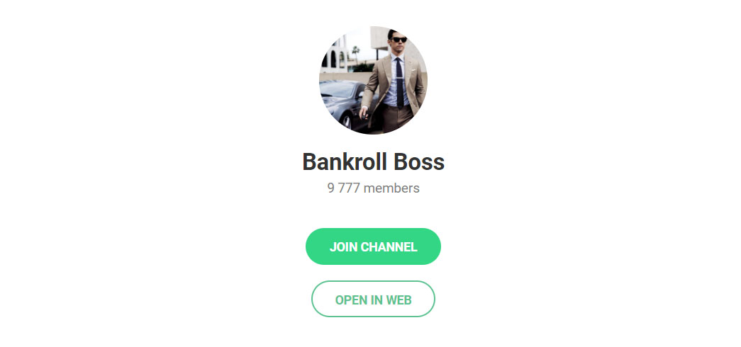 Внешний вид телеграм канала Bankroll Boss
