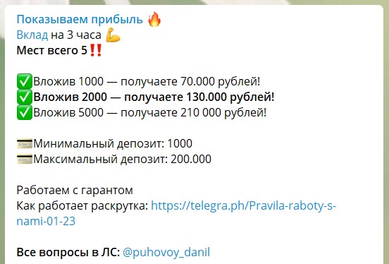 Условия по раскрутке от Данилы Пухового