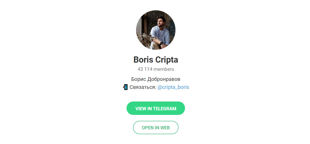 Внешний вид телеграм канала Boris Cripta