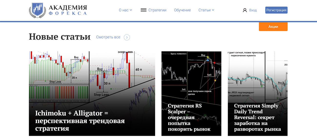 Внешний вид сайта Стратегия снайпер | Академия Форекса