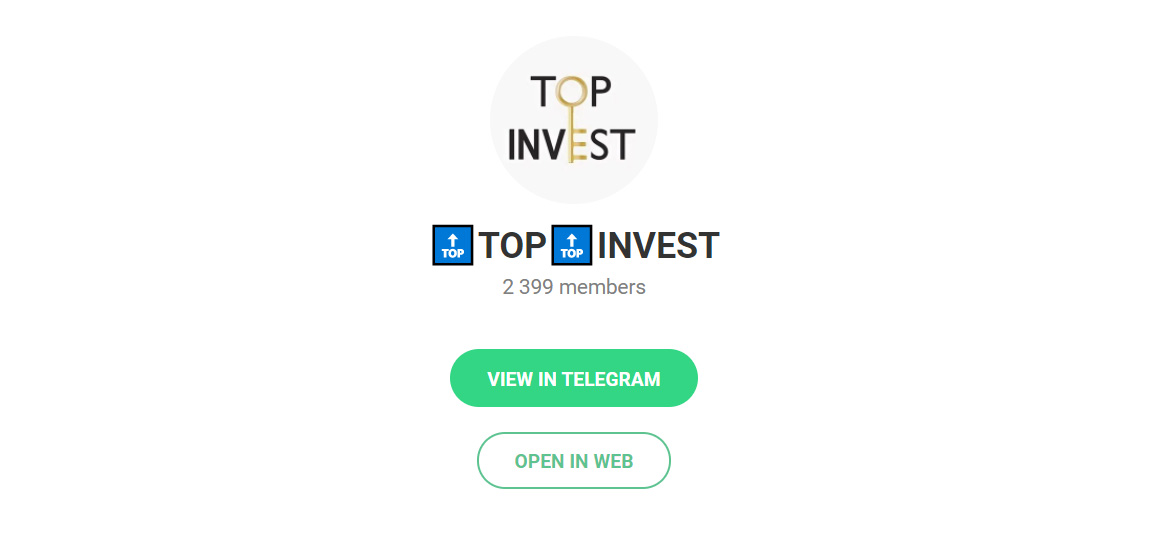 Внешний вид телеграм канала Top Invest
