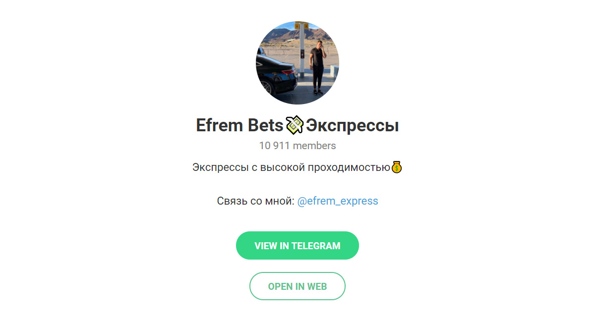 Внешний вид телеграм канала Efrem Bets | Экспрессы