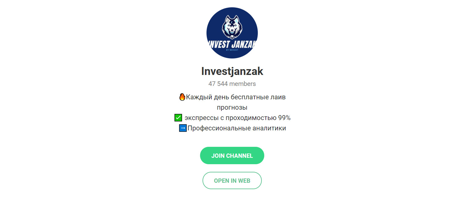 Внешний вид телеграм канала Investjanzak