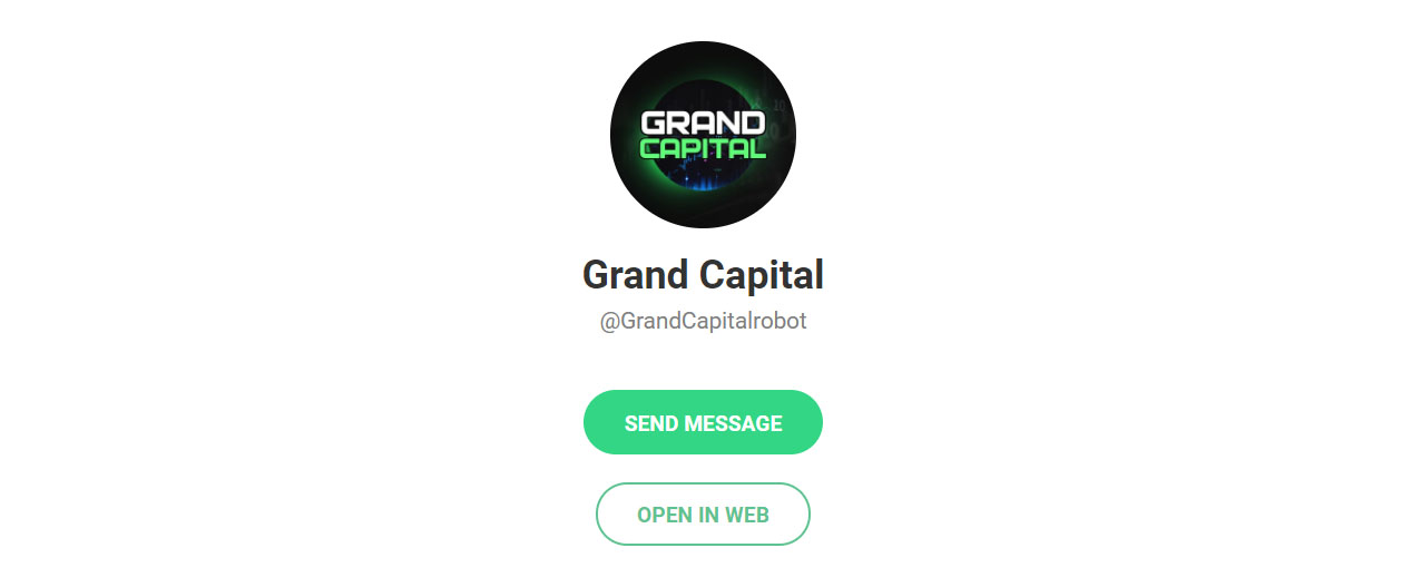 Внешний вид телеграм бота Grand Capital