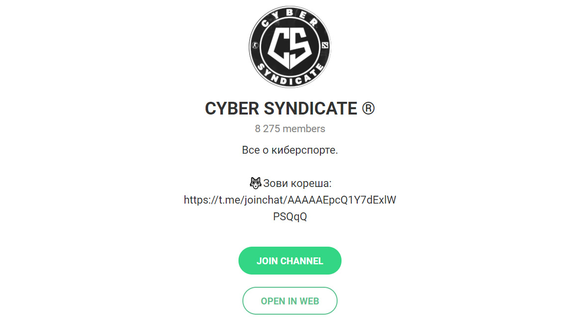 Внешний вид телеграм канала Cyber Syndicate