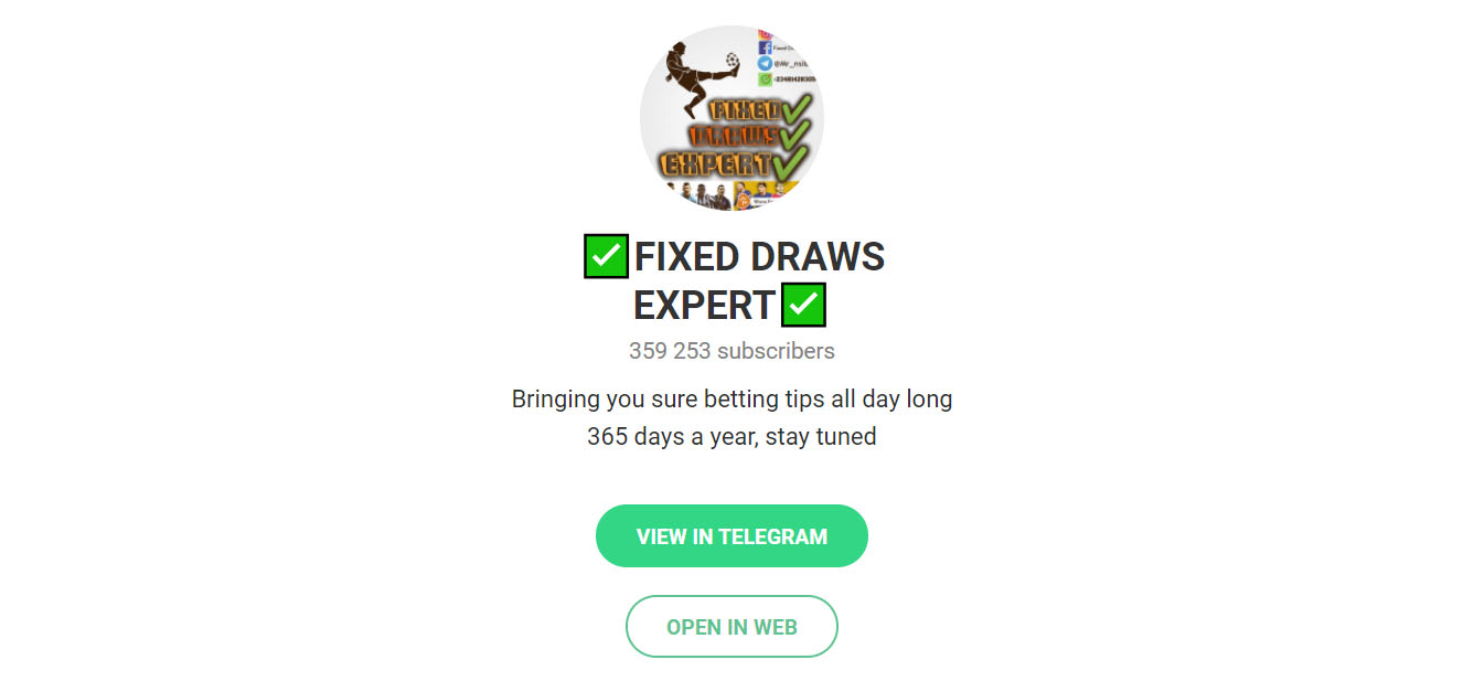 Внешний вид телеграм канала Fixed Draws Expert