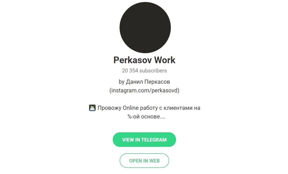 Внешний вид телеграм канала Perkasov Work