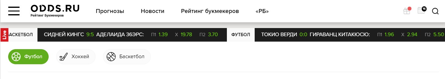 Рейтинг букмекеров Odds ru с новостями и прогнозами