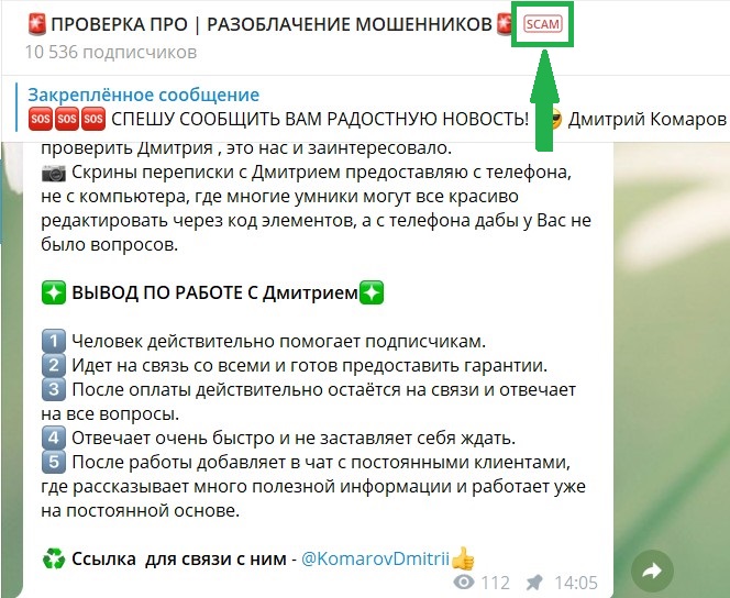 Проверка Дмитрия Комарова на канале Разоблачение мошенников