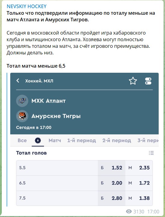 Договорные матчи на канале Telegram Невский Хоккей