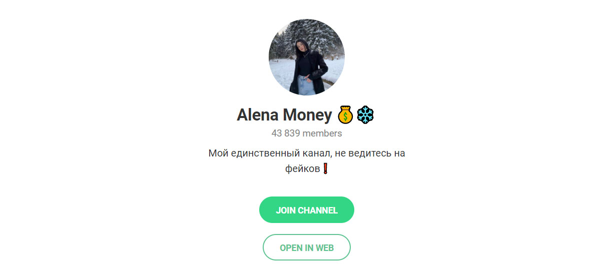 Внешний вид телеграм канала Alena Money