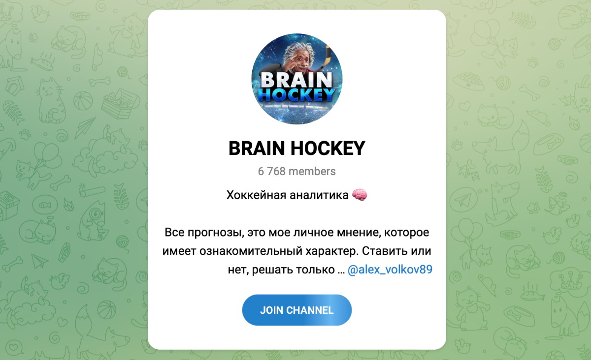 Внешний вид телеграм канала BRAIN HOCKEY