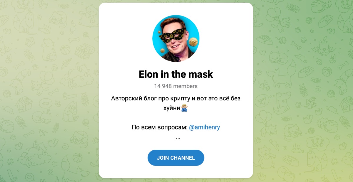 Внешний вид телеграм канала Elon in the mask