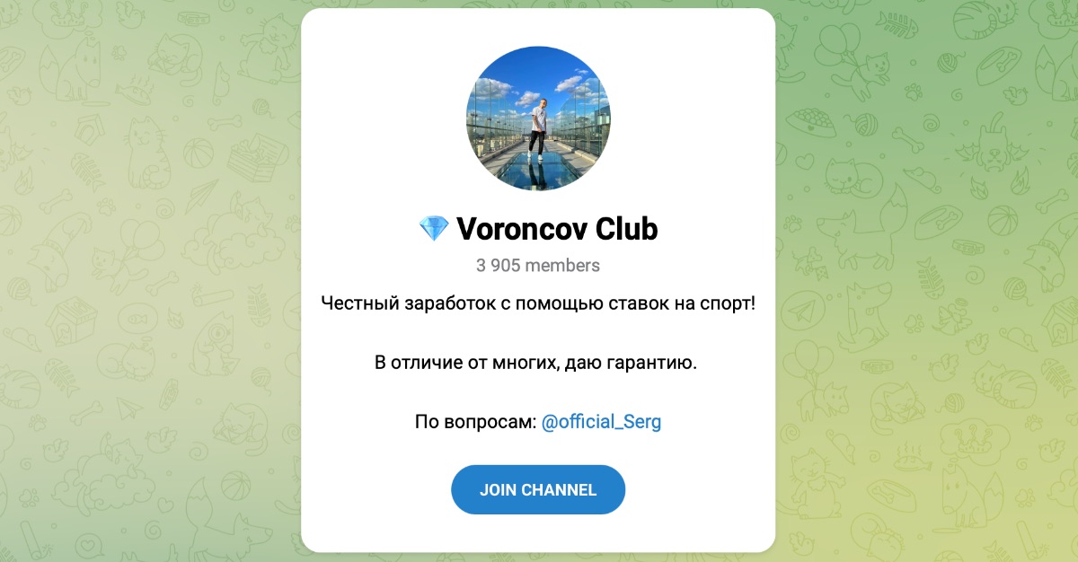 Внешний вид телеграм канала Voroncov Club