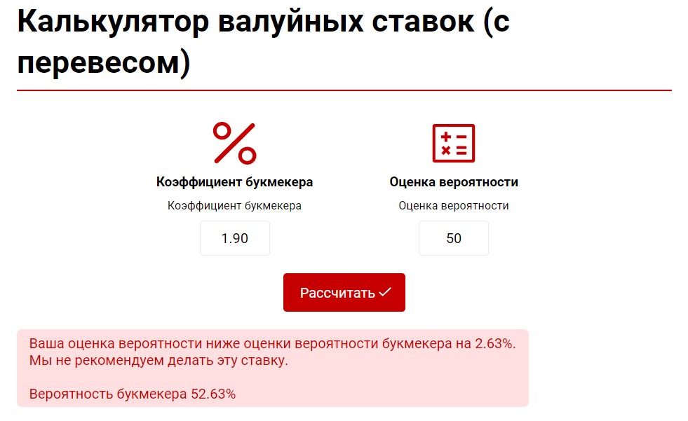 Перевес букмекера над игроком