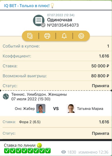 Прогнозы на канале в телеграме IQ BET – Только в плюс!