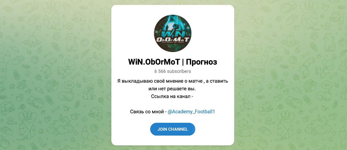 Внешний вид телеграм канала WiN.ObOrMoT