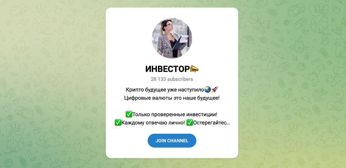 Внешний вид телеграм канала Инвестор