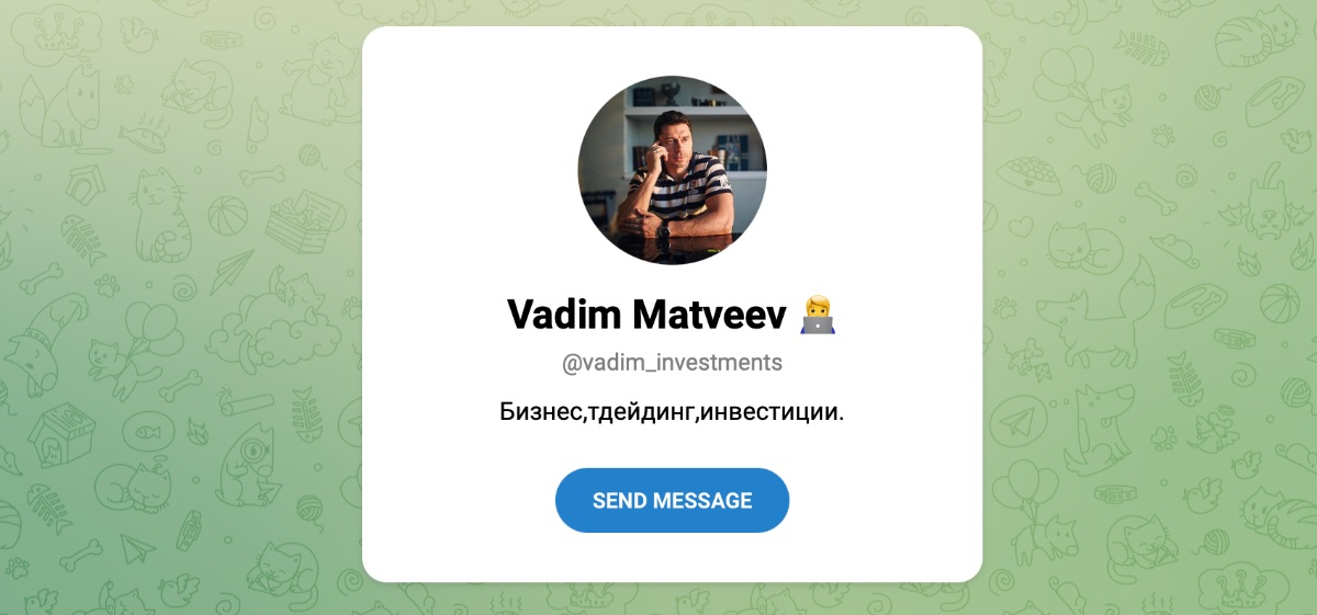 Внешний вид телеграм канала Vadim Invest (Вадим Матвеев)