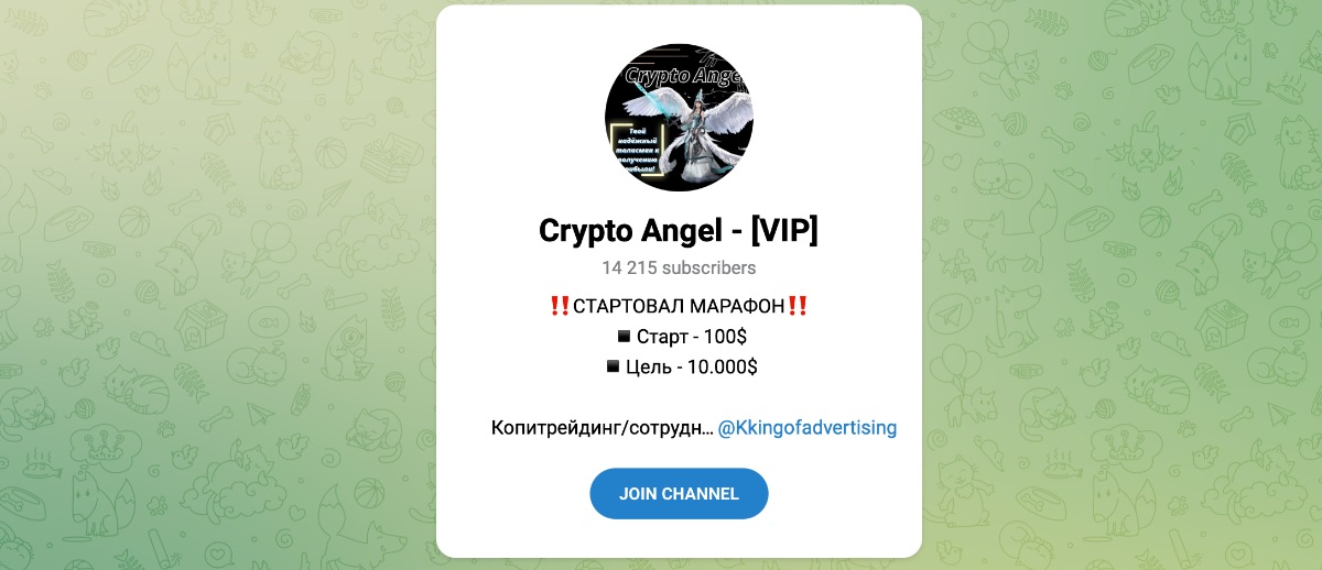 Внешний вид телеграм канала Crypto Angel - [VIP]