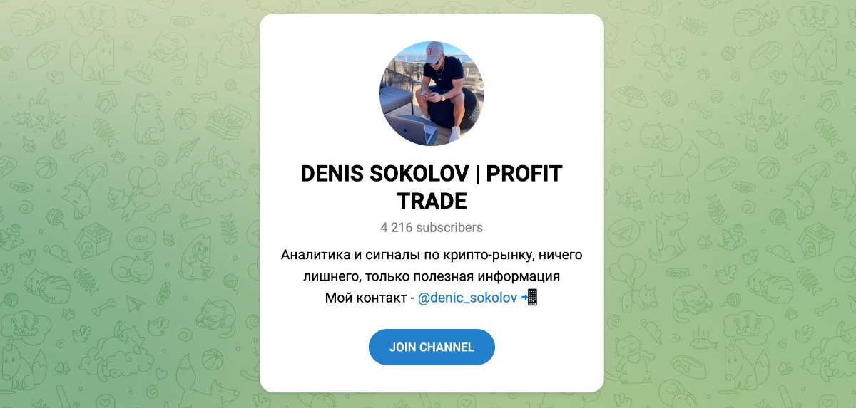 Внешний вид телеграм канала DENIS SOKOLOV | PROFIT TRADE