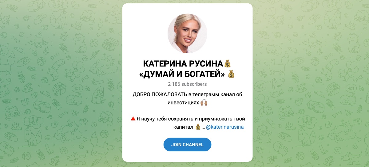 Внешний вид телеграм канала Катерина Русина | Думай и богатей