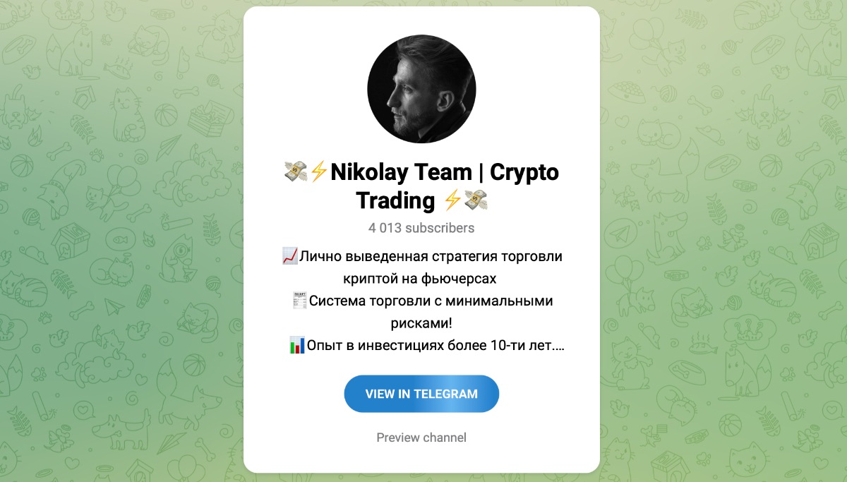 Внешний вид телеграм канала Nikolay Team | Crypto Trading