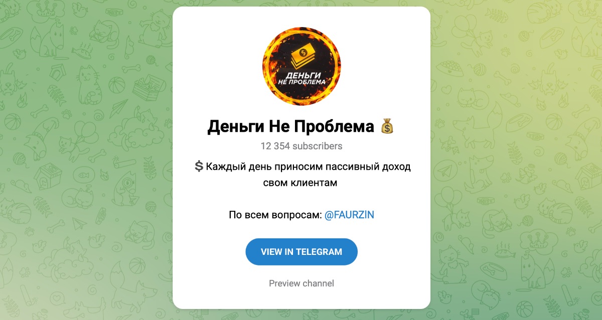 Внешний вид телеграм канала FAURZIN | Инвестиции (Деньги Не Проблема)