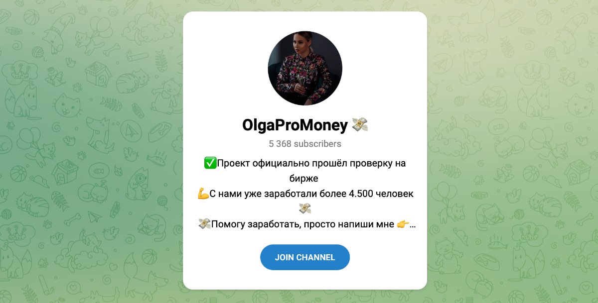 Внешний вид телеграм канала OlgaProMoney