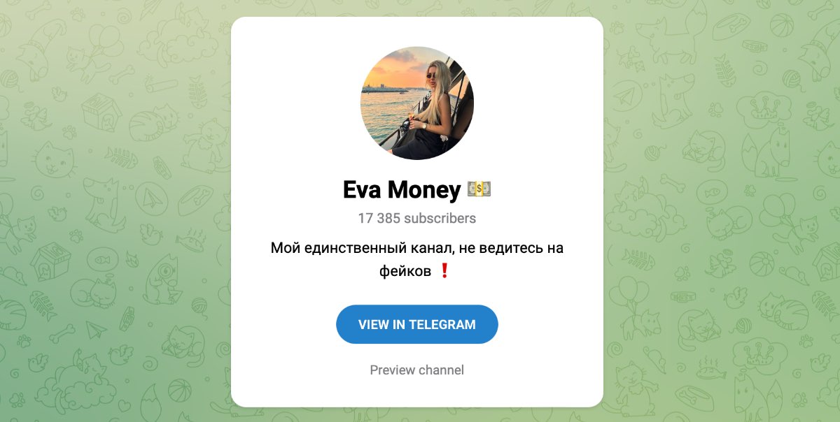 Внешний вид телеграм канала Eva Money