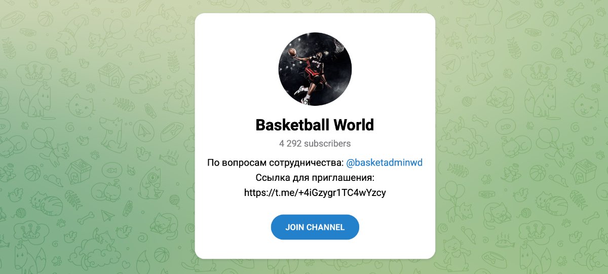 Внешний вид телеграм канала Basketball World