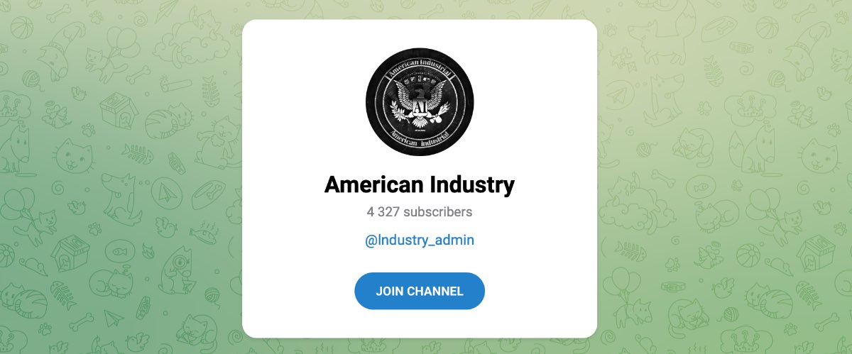 Внешний вид телеграм канала American Industry