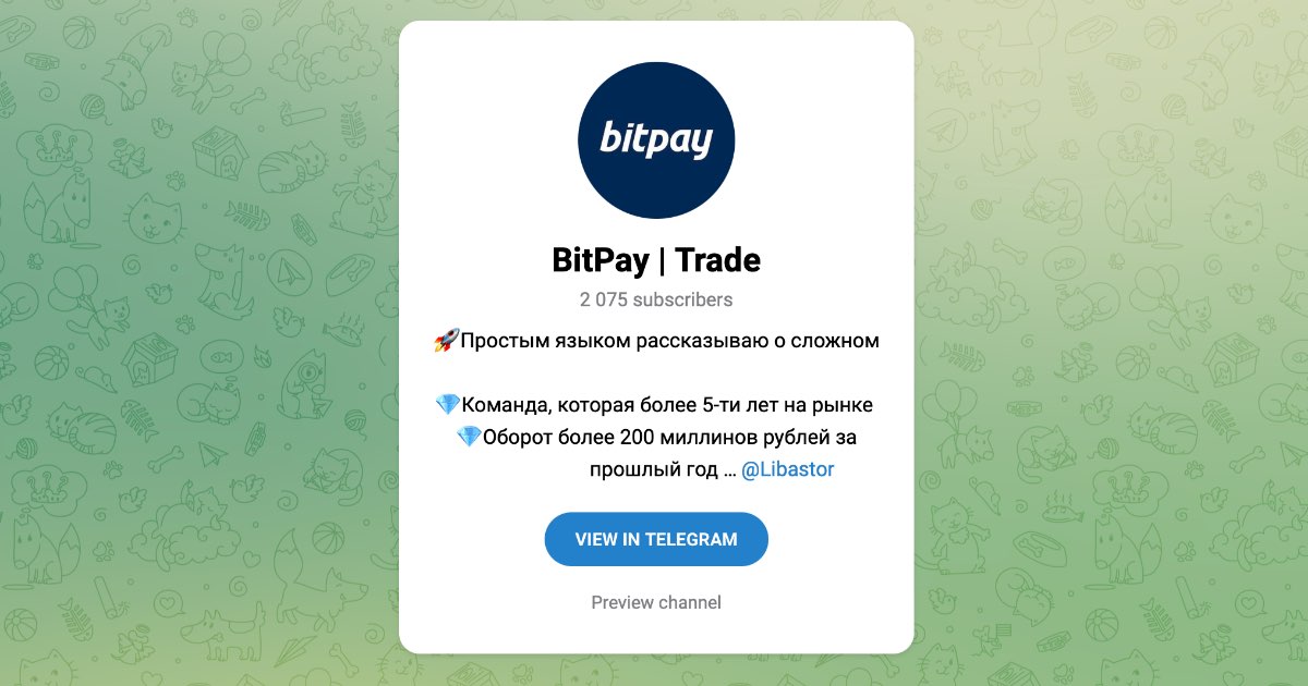 Внешний вид телеграм бота BitPay | Trade