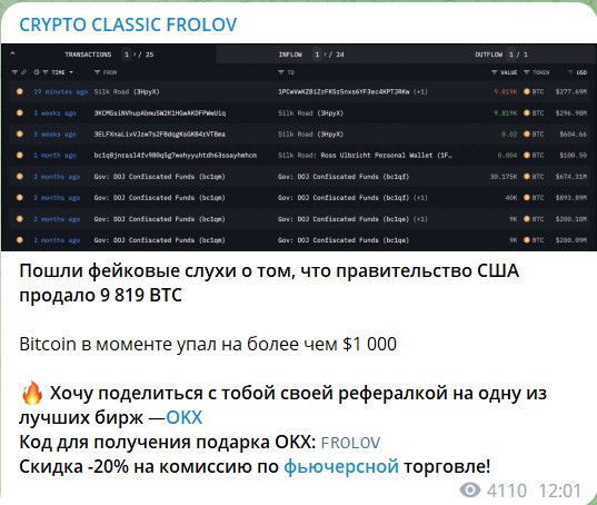 Новости на канале Telegram CRYPTO CLASSIC FROLOV